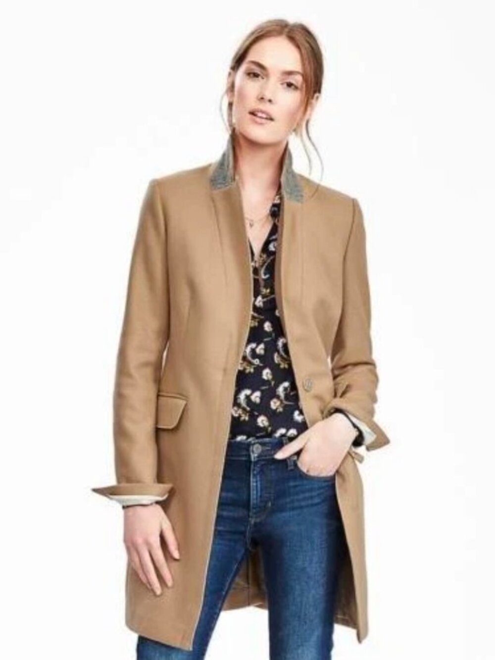 Banana Republic Nova Fides Italy Wool Blend Coat Women's Beige Camel Jacket Sz 0